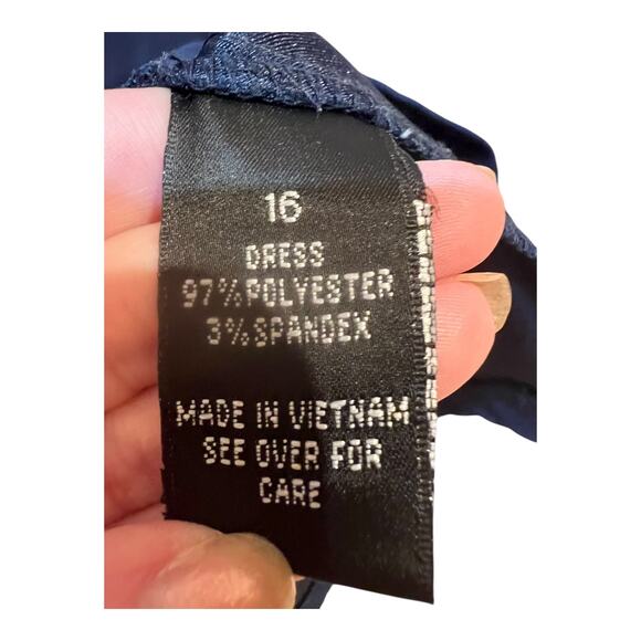 AB Studio Navy Blue Career Wear Short Sleeve Sheath Dress Size 16 Work Office - Picture 4 of 10